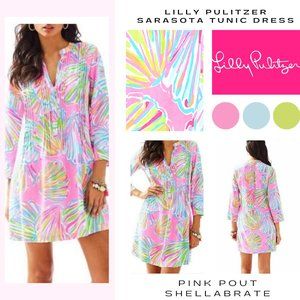 Lilly Pulitzer, Sarasota Tunic Dress, Pink Pout Shellabrate, Size L, NWT